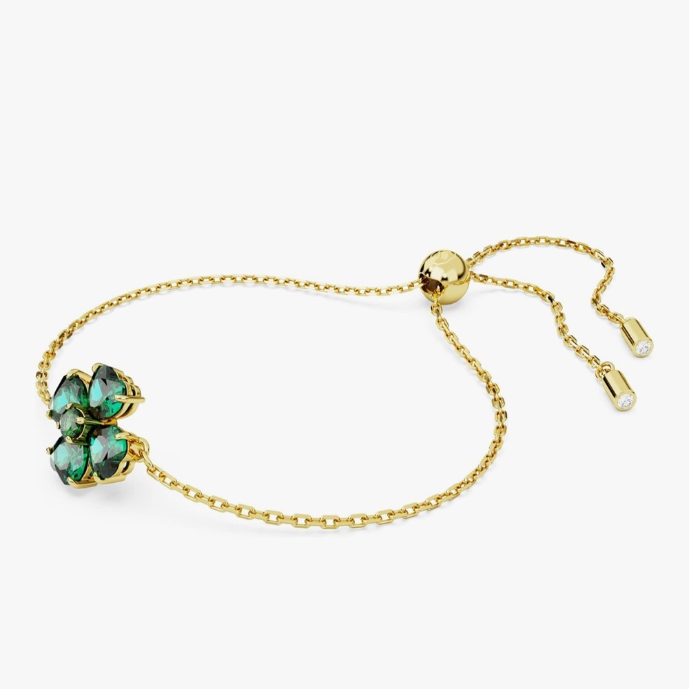 New Swarovski Idyllia Clover Gold and Green Floral Bracelet - Picture 2 of 6